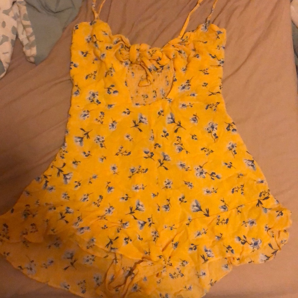 Yellow floral keyhole romper